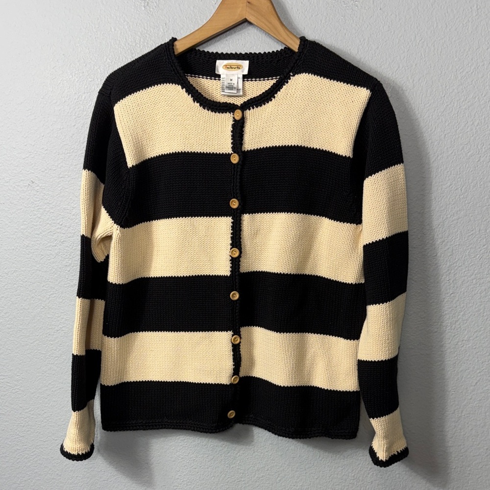 Vintage Talbots Cotton Striped Cardigan Sweater